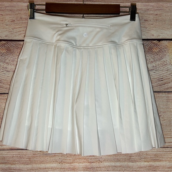 Athleta Elevate Skort/Skirt White Pleated Pockets Golf Tennis - Picture 2 of 5